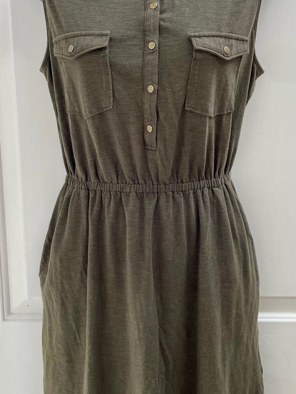 Market & Spruce Olive Cotton Blend Midi Dress